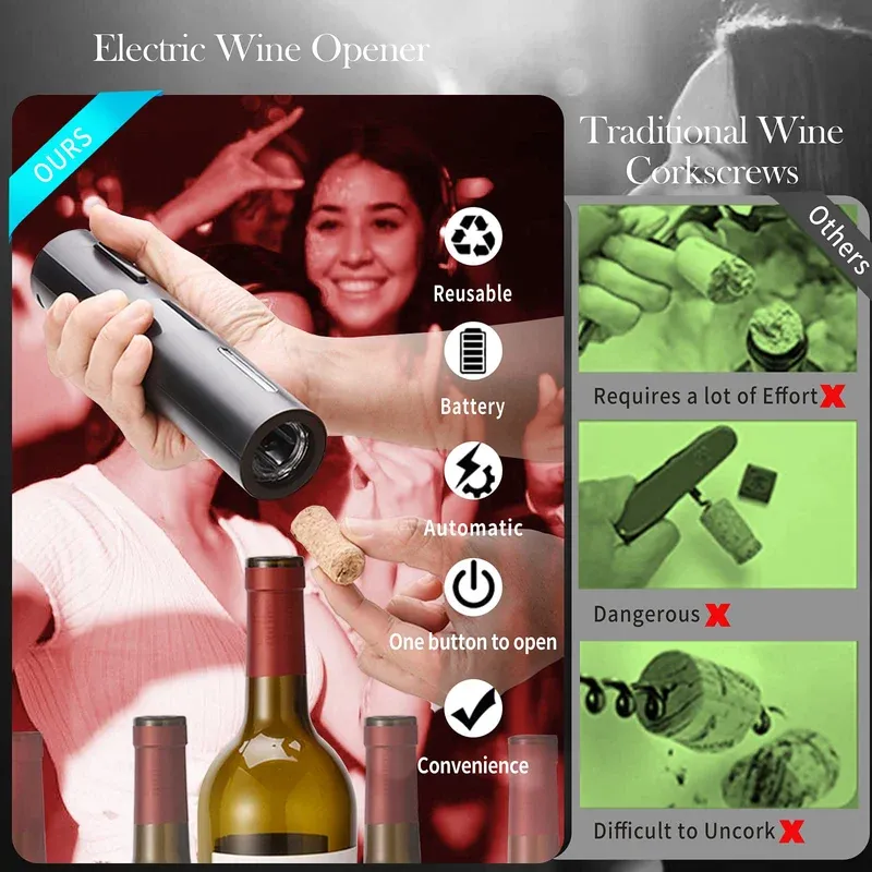 Electric Bottle Opener Set for Home Gift Party Valentine's Day